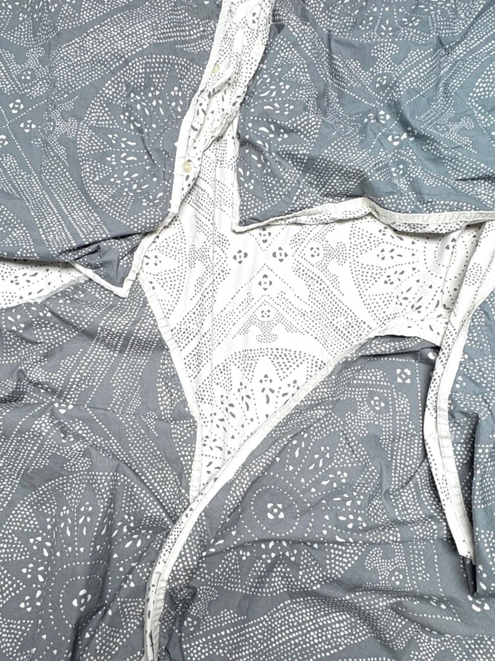 duvet Ralph Lauren Luke Medallion gray white queen button close all cotton